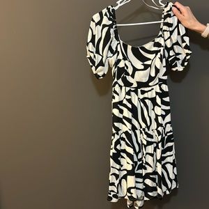 Black and off white midi dress